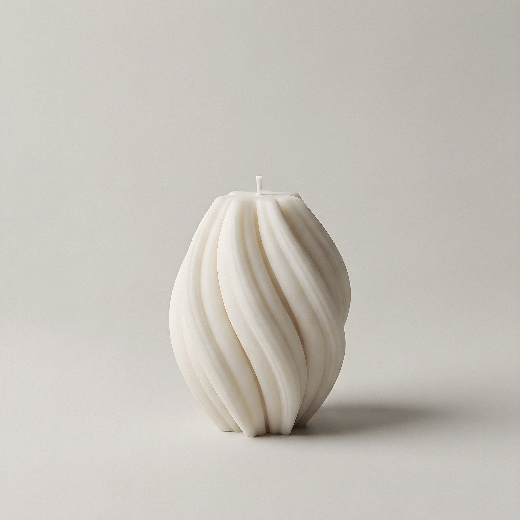 Close-up detail of handmade Swirl Candle showing sculptural curves and premium soy wax texture