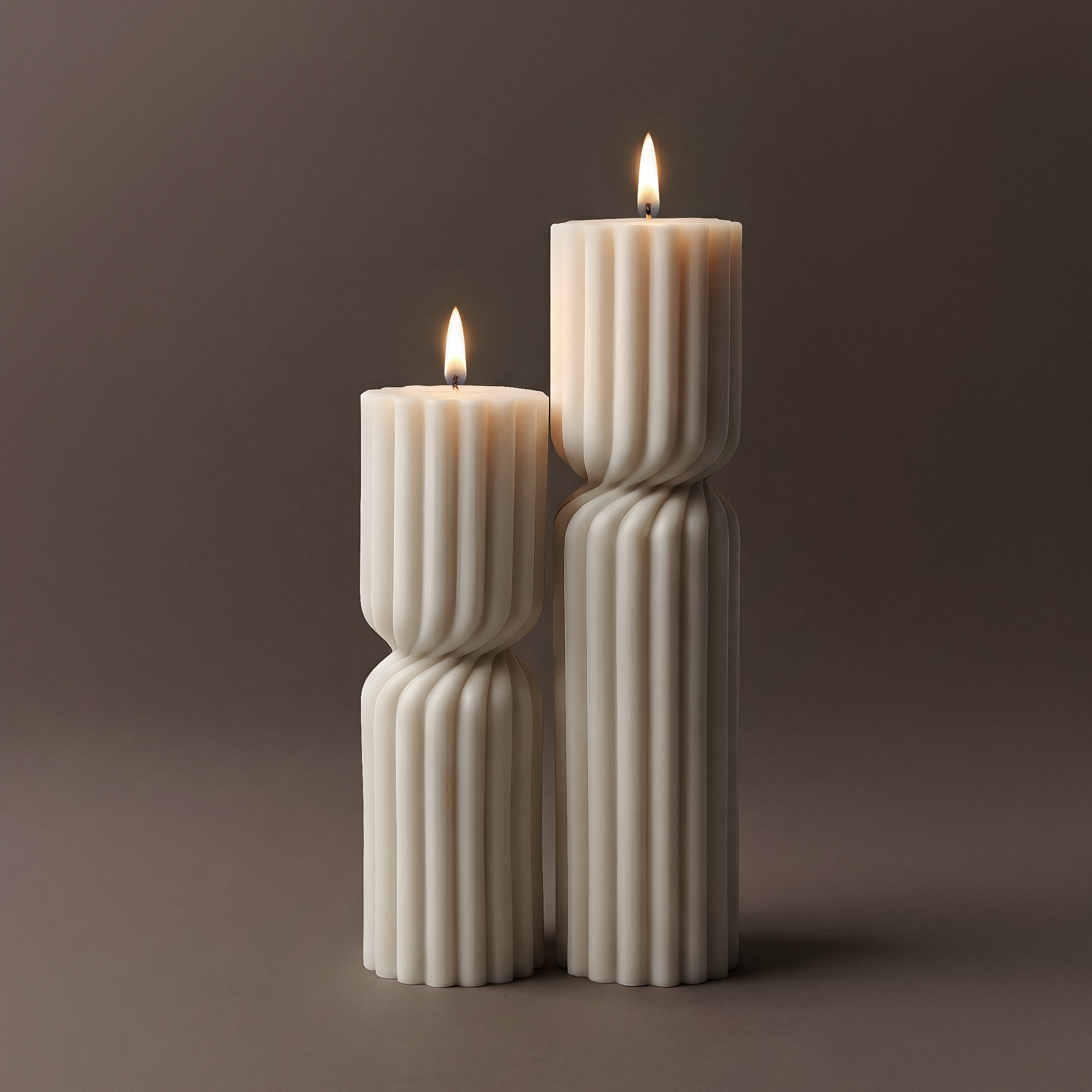 Spiral Spire unscented sculptural candle handmade in Los Angeles with twisted pillar design in premium soy wax