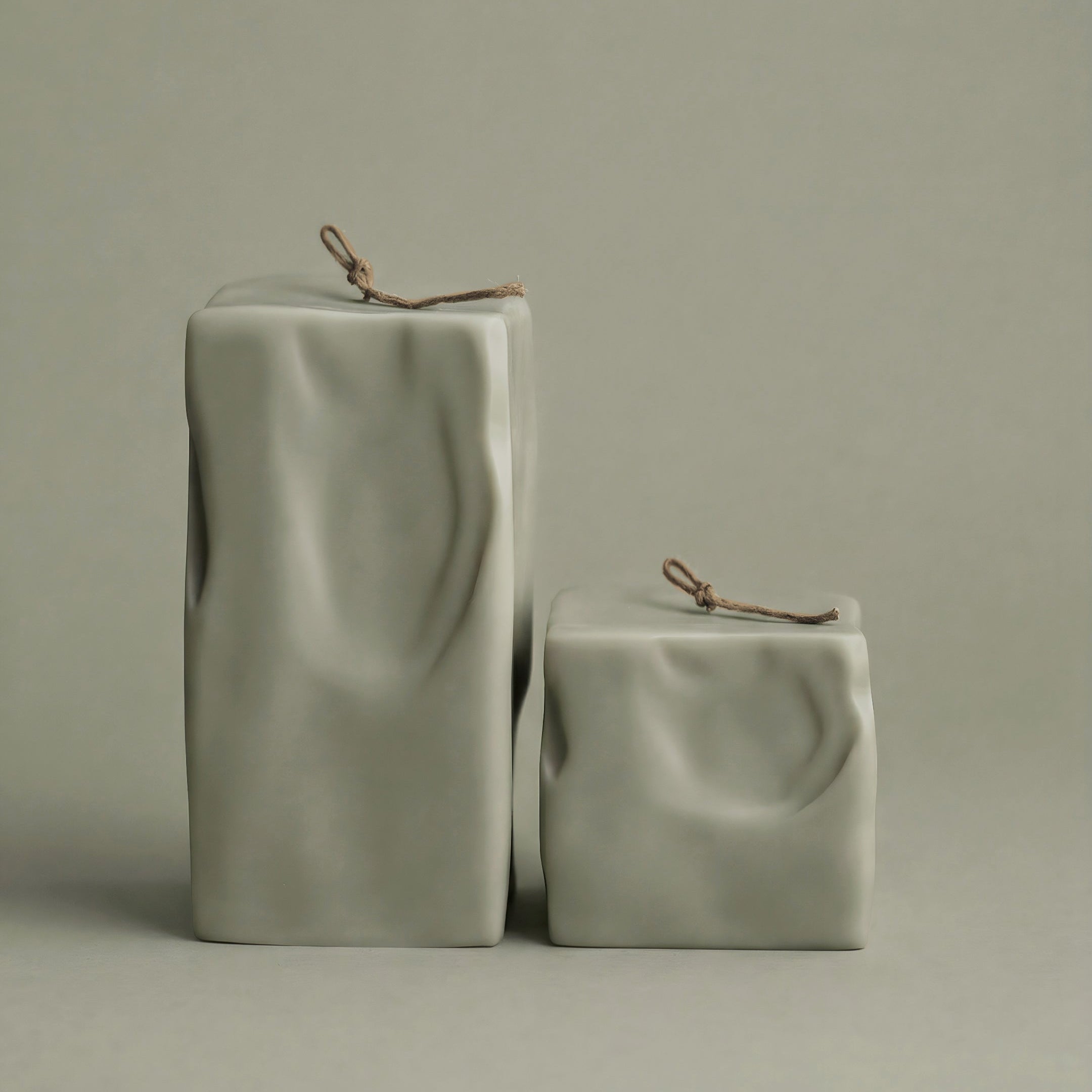 Raw Block unscented sculptural candle detail showing handmade texture and premium soy wax finish