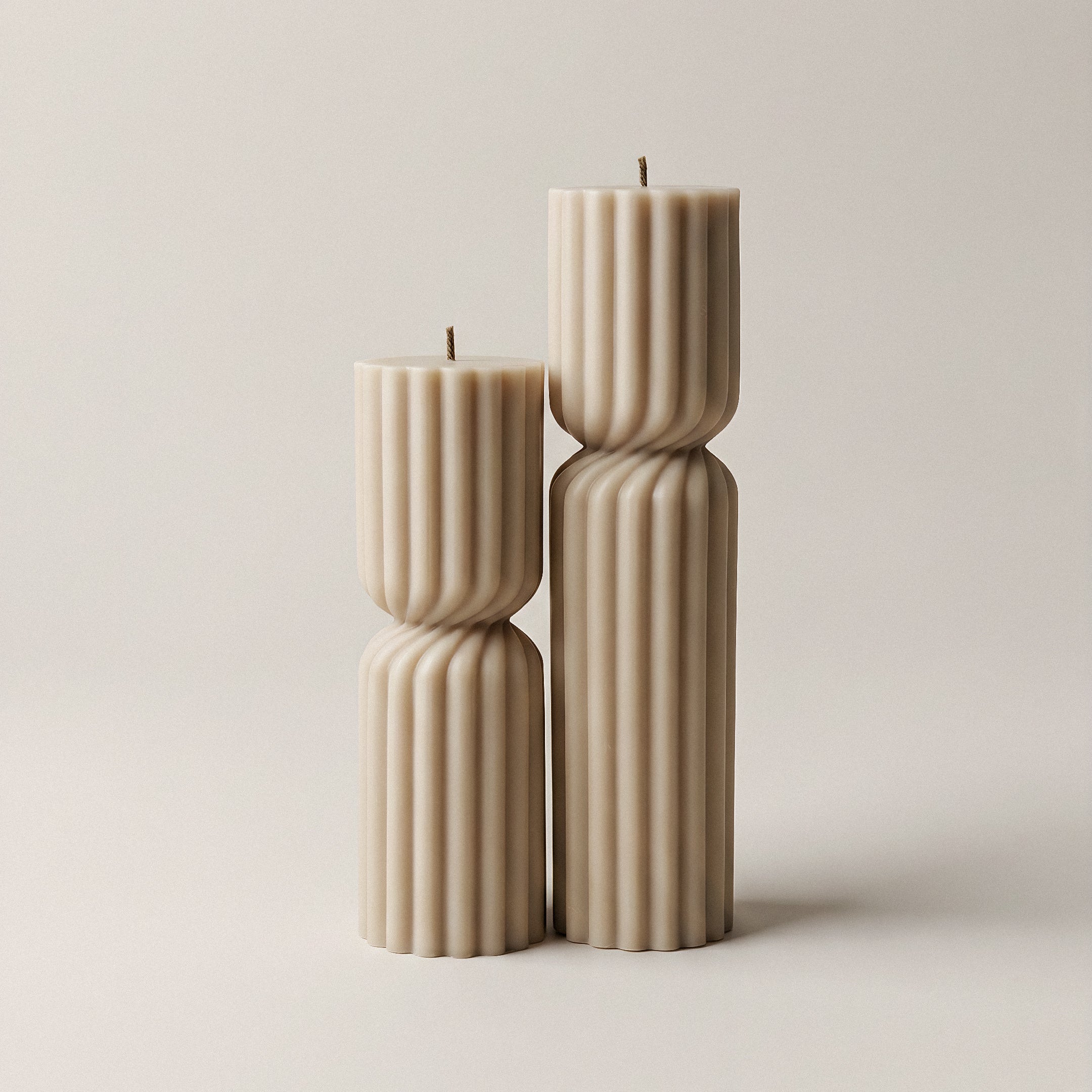 Close-up detail of handmade Spiral Spire sculptural candle showing twisted texture and premium soy wax finish