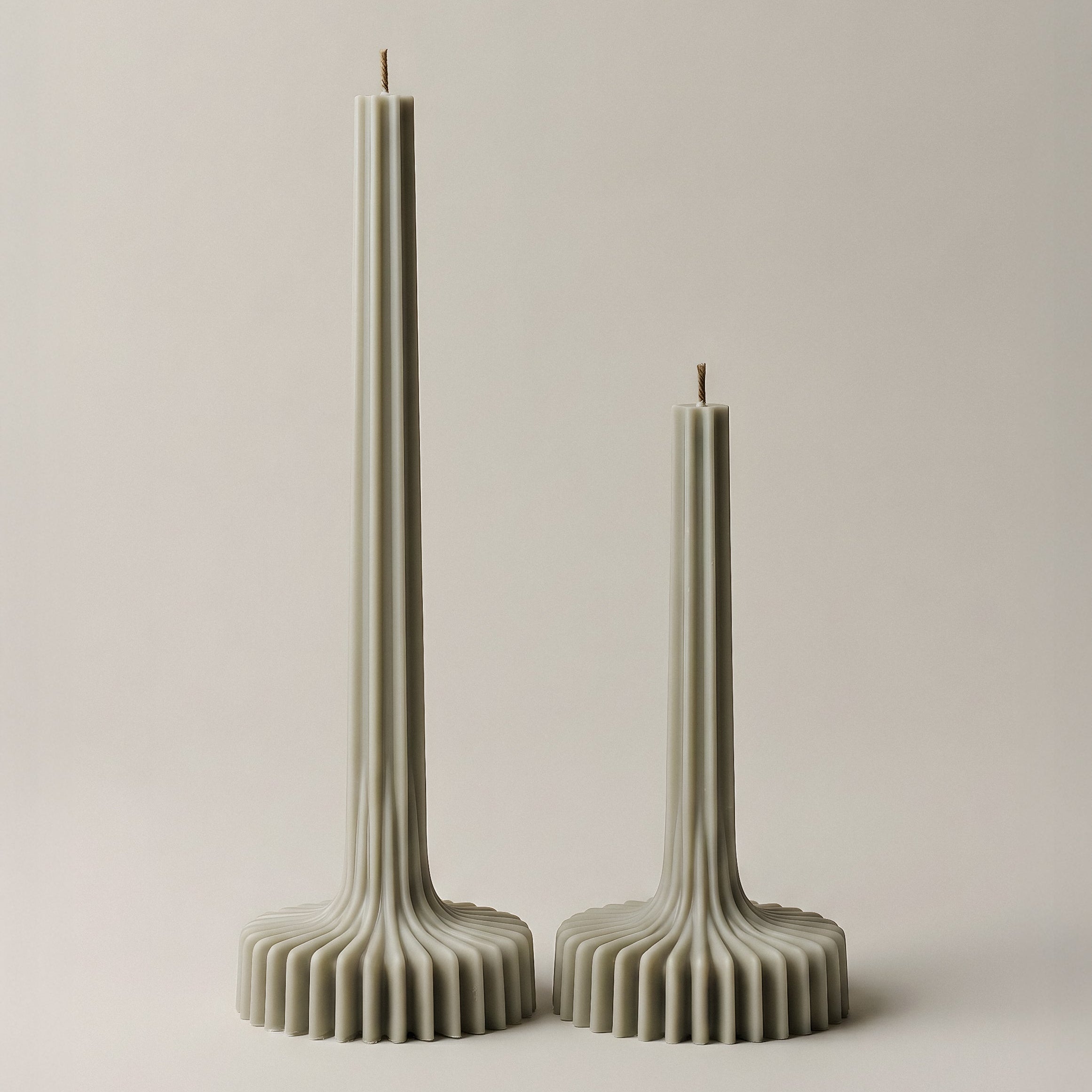 Close-up detail of handmade vase sculptural candle showing premium soy wax texture and cotton wick