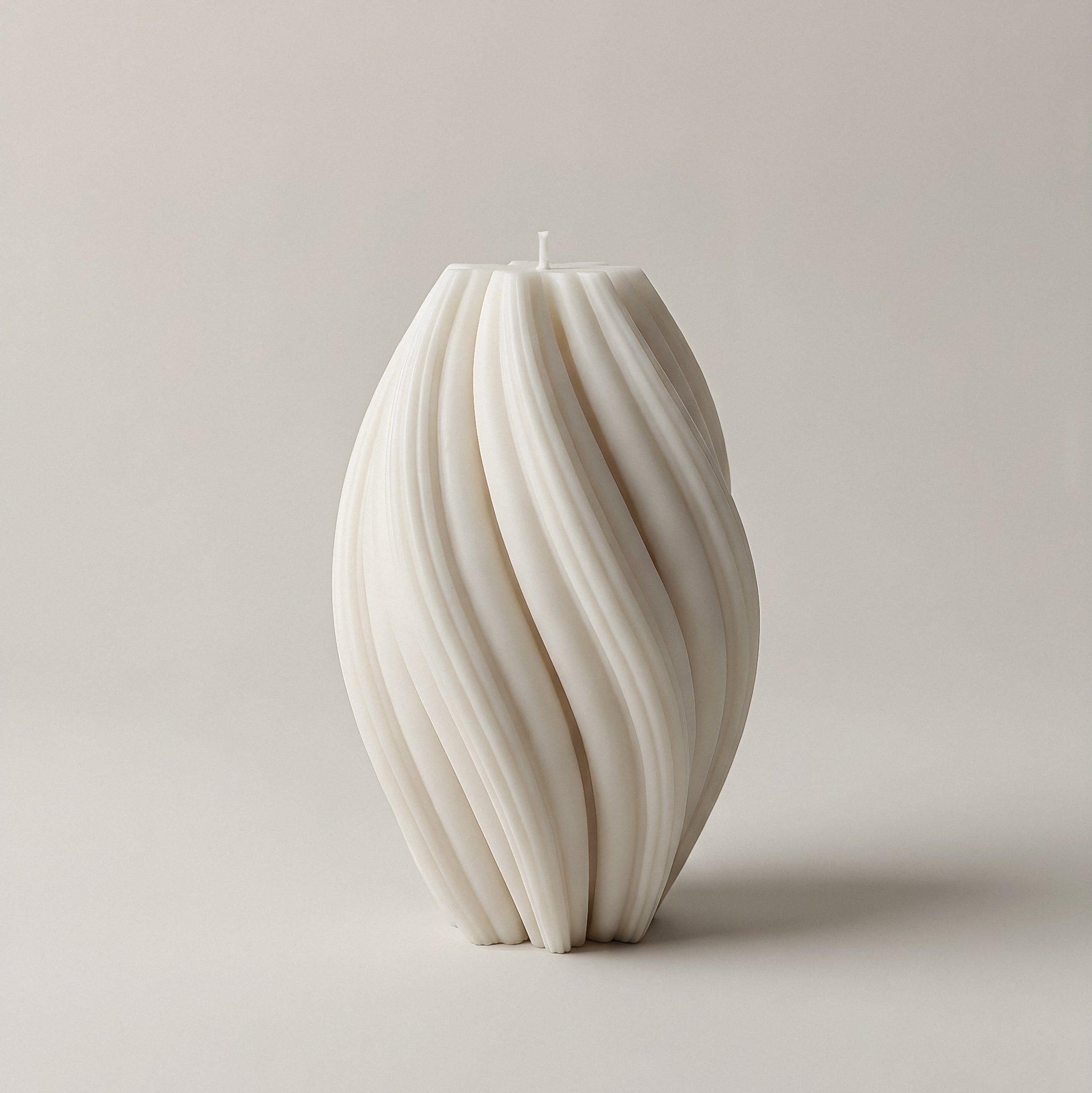 Handmade swirl sculptural candle detail showing premium soy wax texture in Los Angeles studio setting