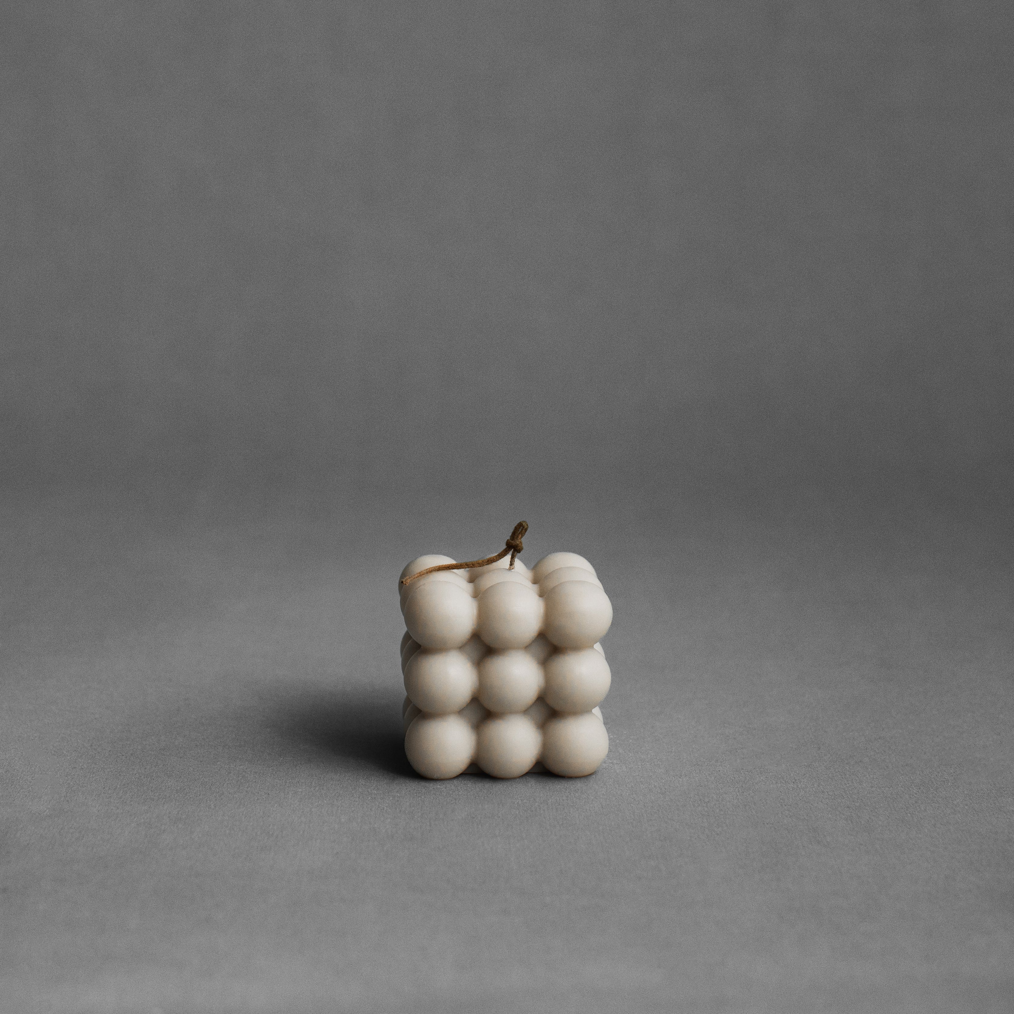 Moon gray bubble pillar candle by LAWA with soft sculptural rounded bubble design