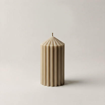 Close-up detail of handmade Peak sculptural candle showing premium soy wax texture and natural cotton wick