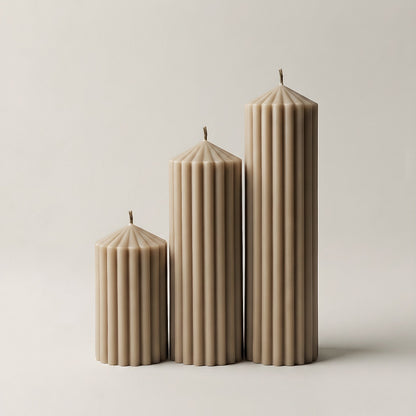 Close-up detail of handmade Peak sculptural candle showing premium soy wax texture and natural cotton wick