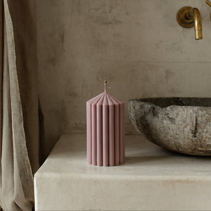 Detail of handmade Peak sculptural candle showing premium soy wax texture and cotton wick from Los Angeles