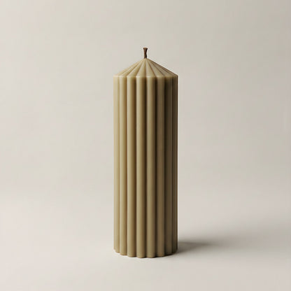 Close-up detail of handmade Peak sculptural candle showing premium soy wax texture and natural cotton wick