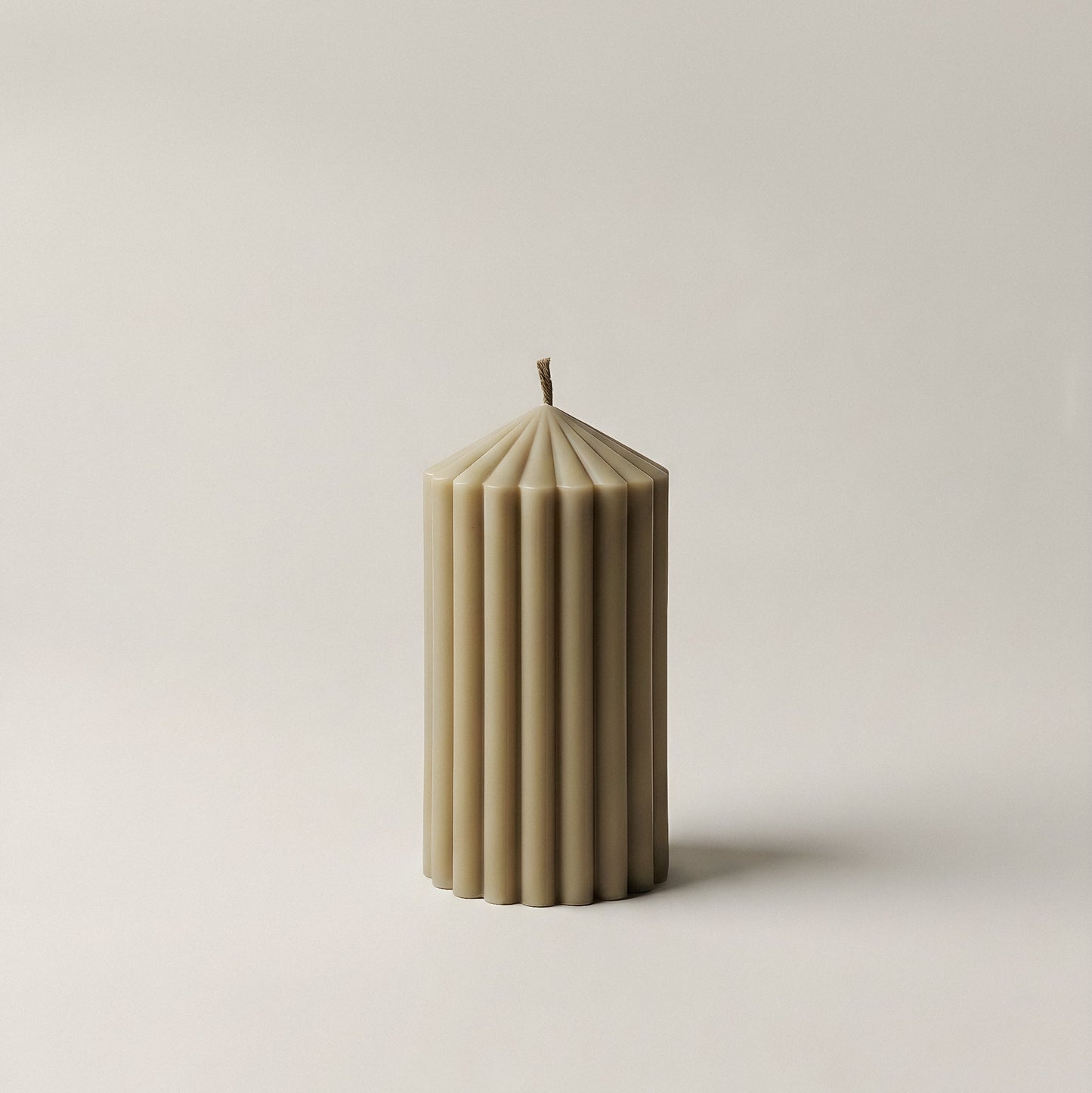 Detail of handmade Peak sculptural candle showing premium soy wax texture and cotton wick in Los Angeles studio