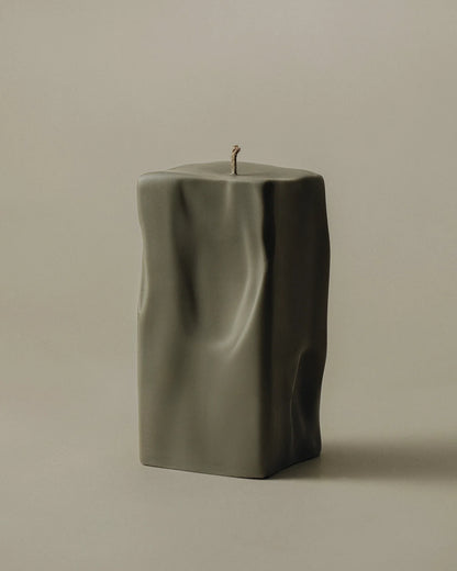 LAWA Candles Raw Block Candle, large, in Earthy Green soy wax, product photo on a plain background