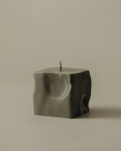 LAWA Candles Raw Block Candle, small, in Earthy Green soy wax, product photo on a plain background