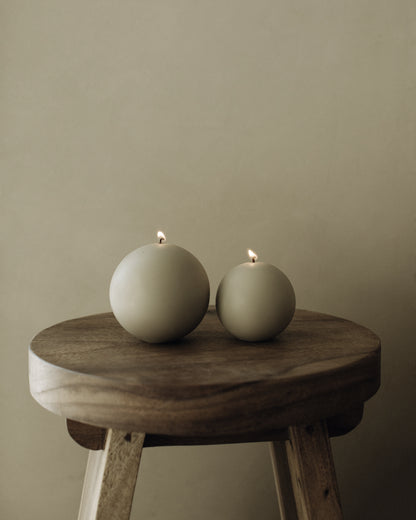 LAWA Candles Sphere Candle, set of 2, in Jade soy wax styled in a home decor setting, alternate angle