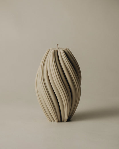 Swirl Candle - Large - Olive Beige