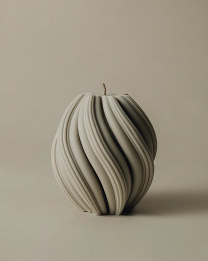 LAWA Candles Swirl Candle, medium, in Jade soy wax featuring spiraling twisted ridges, product photo on a plain background
