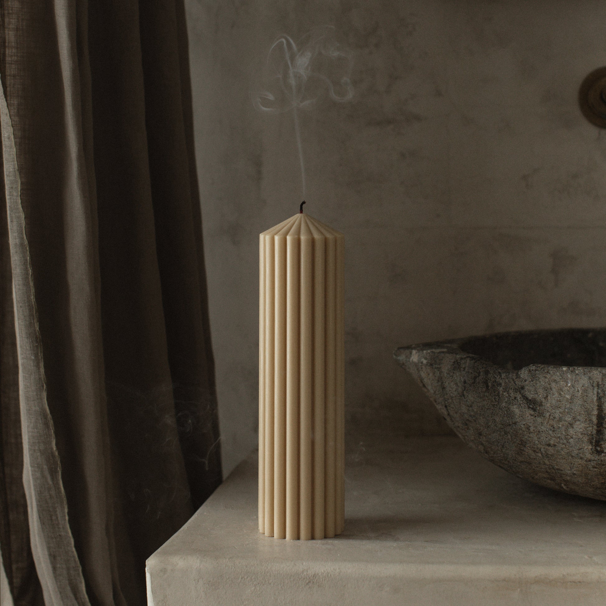 Peak sculptural candle detail showing premium soy wax texture handmade in Los Angeles