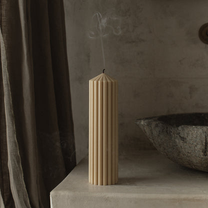 Peak sculptural candle detail showing premium soy wax texture handmade in Los Angeles