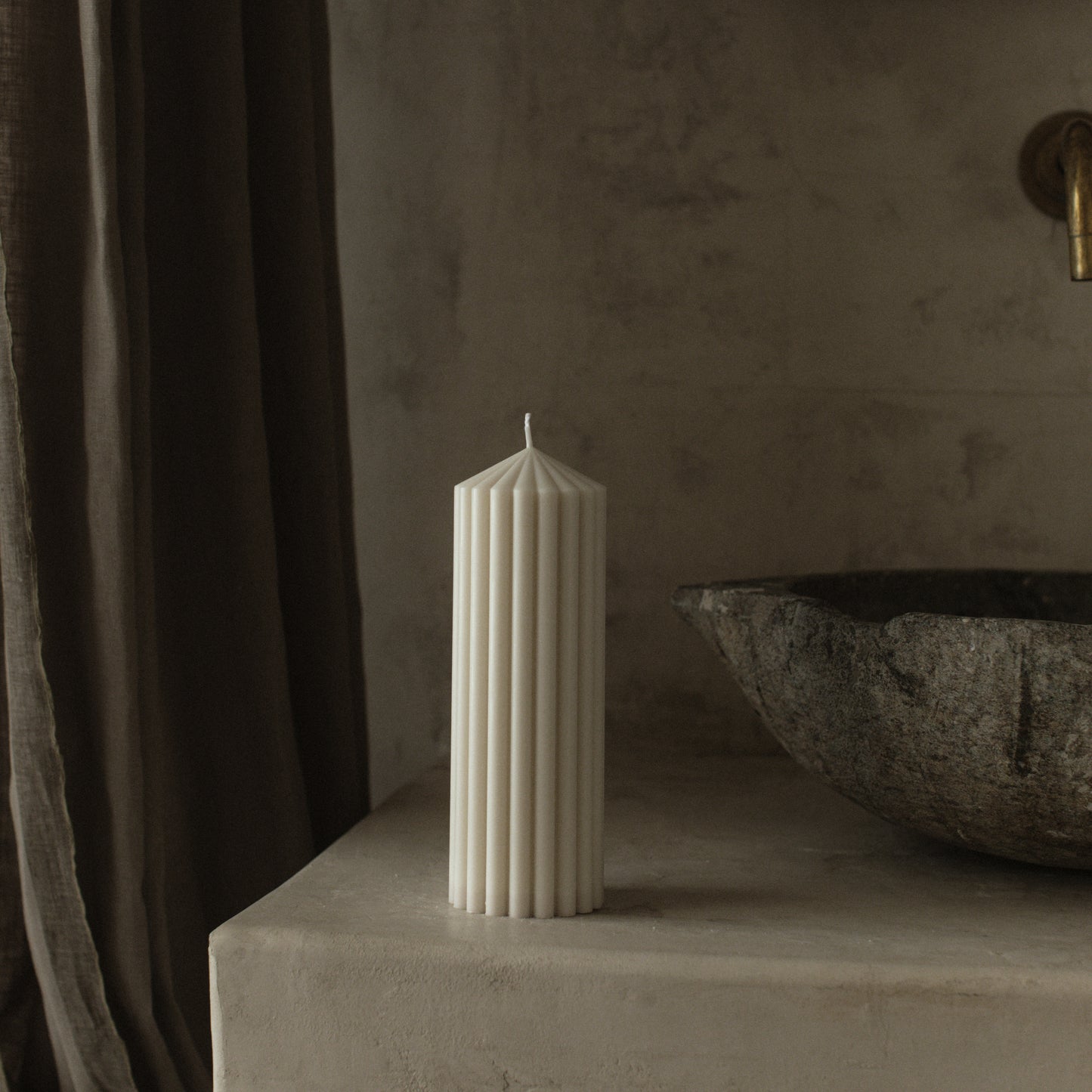 Peak sculptural candle detail showing premium soy wax texture and cotton wick, handmade in Los Angeles