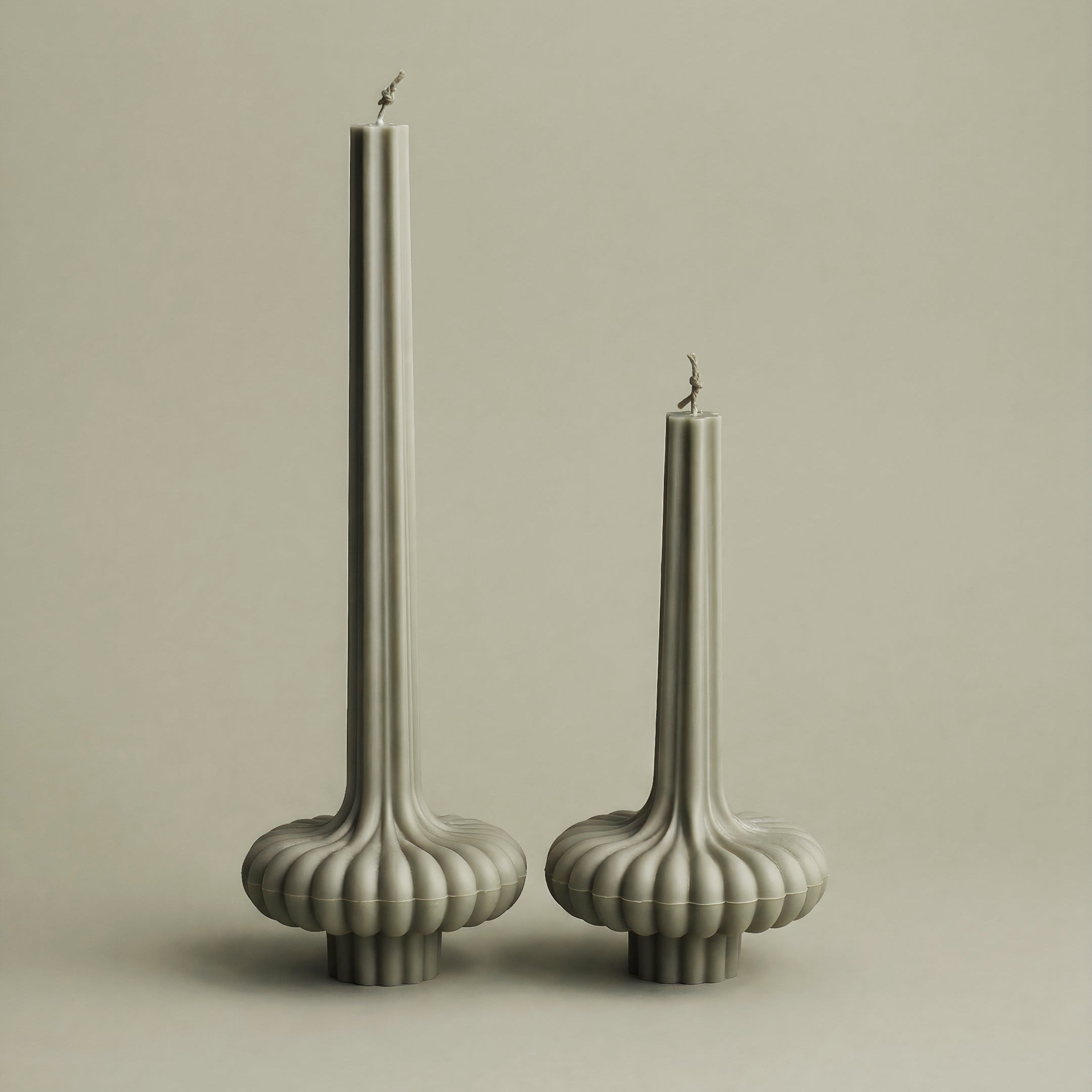 Close-up detail of handmade Pumpkin Base sculptural candle showing premium soy wax texture and organic form