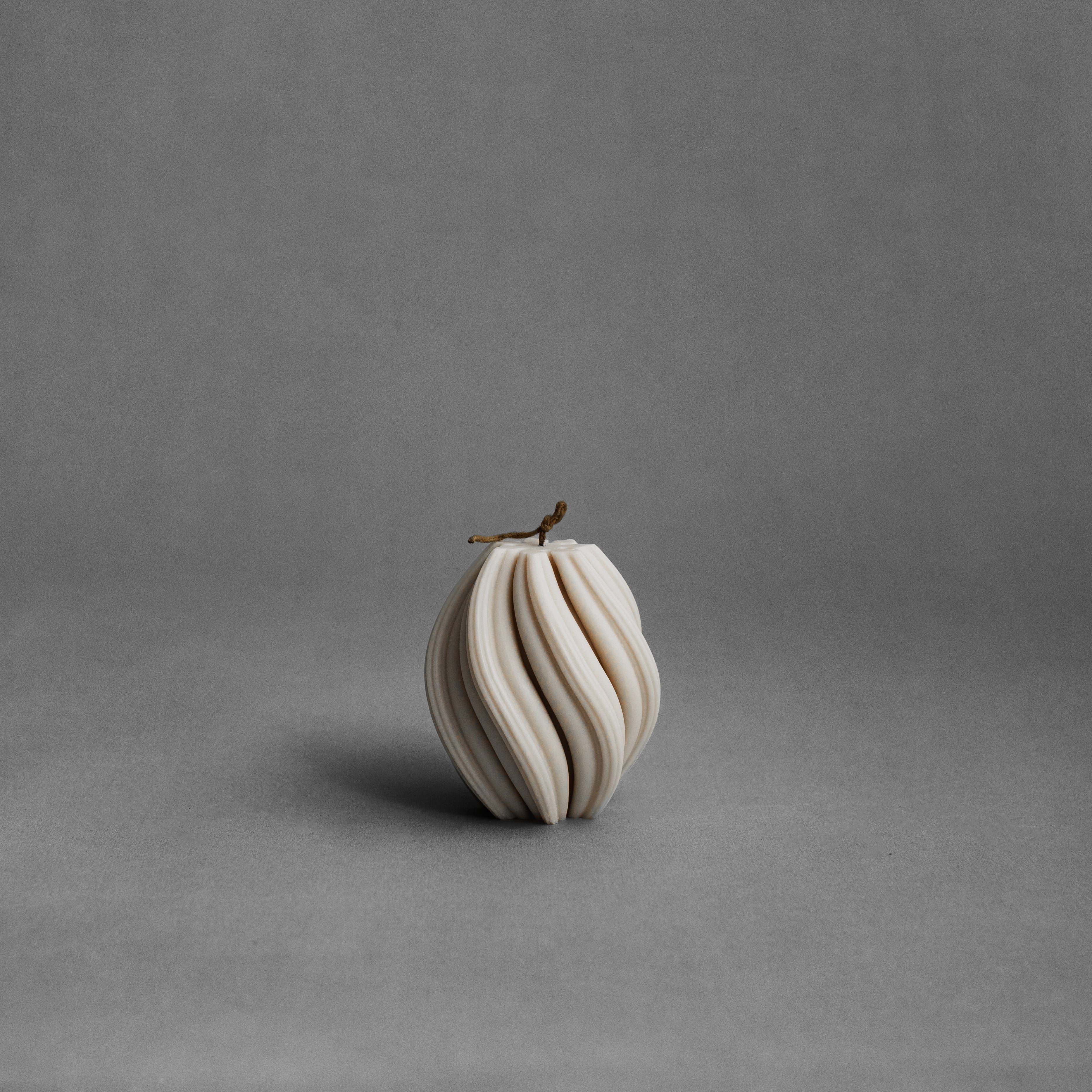 Small moon gray swirl pillar candle by LAWA with elegant twisted spiral design