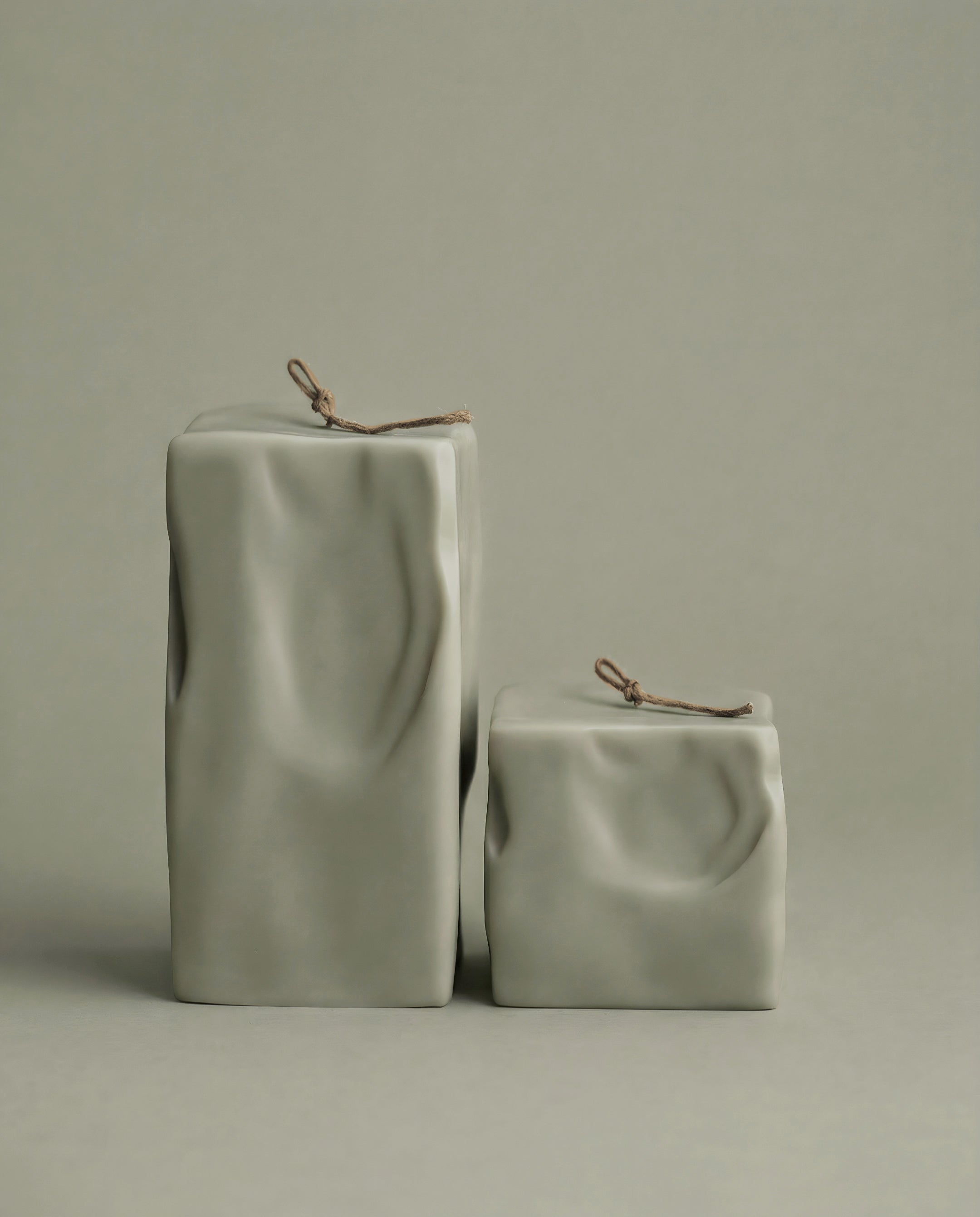Raw Block unscented sculptural candle detail showing handmade texture and premium soy wax finish