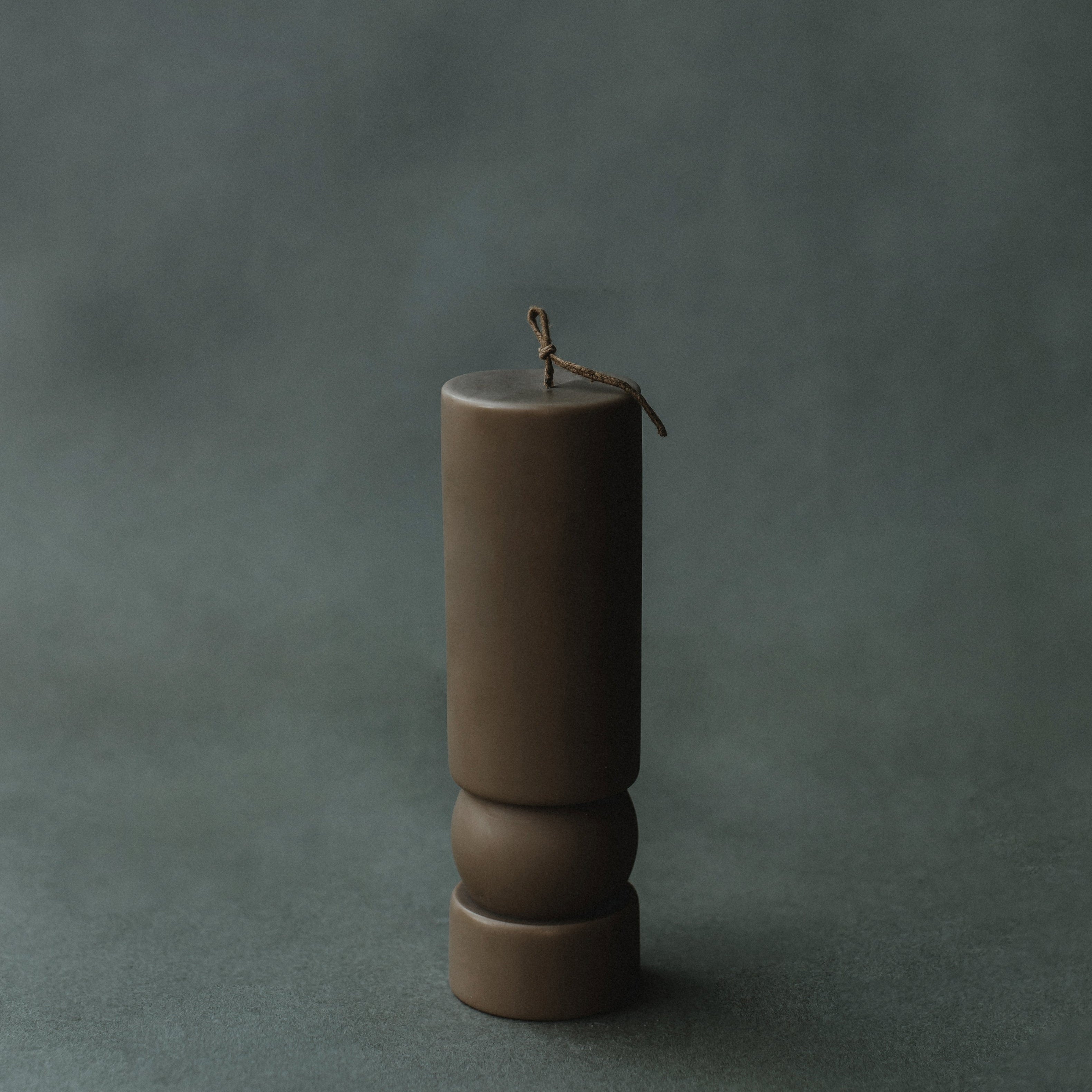 Kobicha brown Zen sculptural soy wax candle by LAWA side profile 