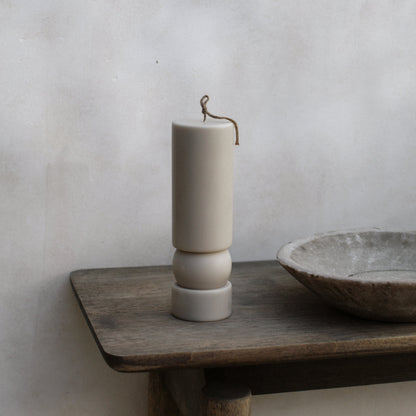 Zen sculptural candle detail showing smooth soy wax texture and minimalist design handmade in Los Angeles